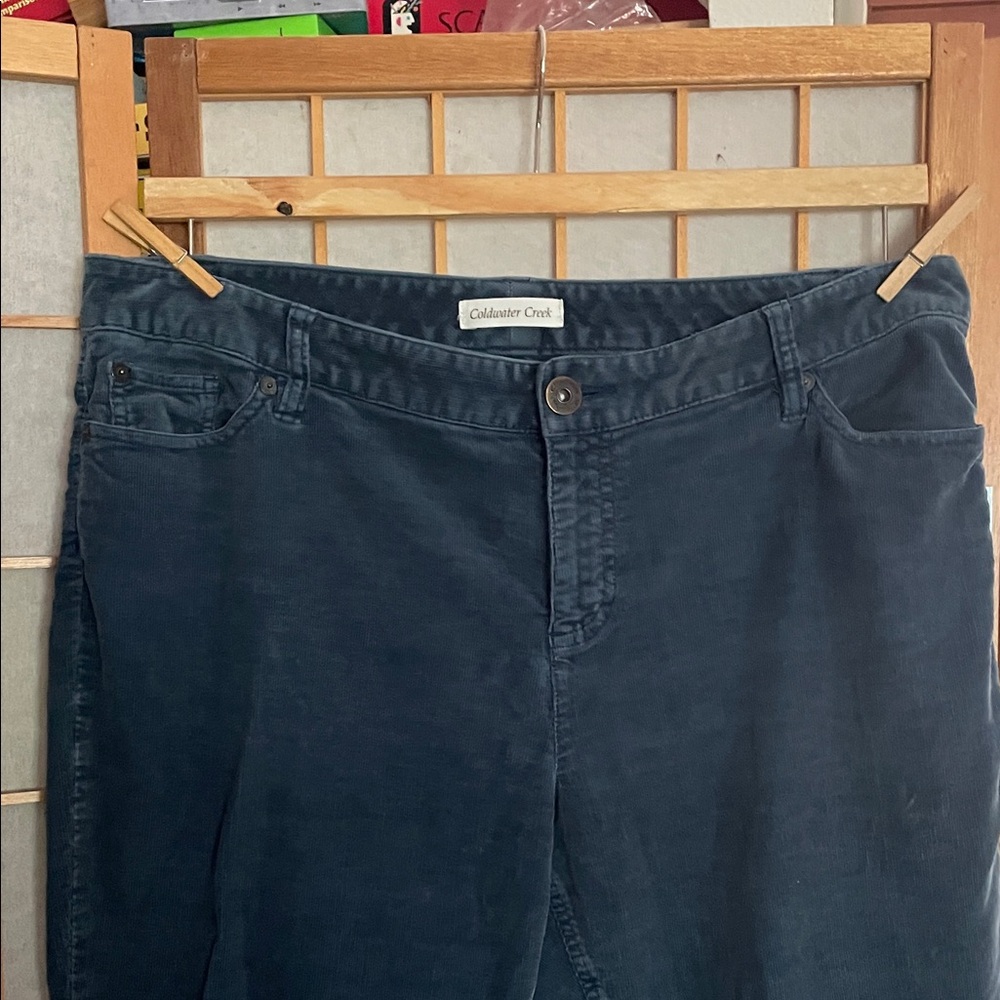 Coldwater Creek Straight Leg Corduroy Pants in Blue